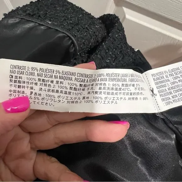 NWT Endless Rose Contrast Collar Tweed Mini Dress size xs women's with pockets!